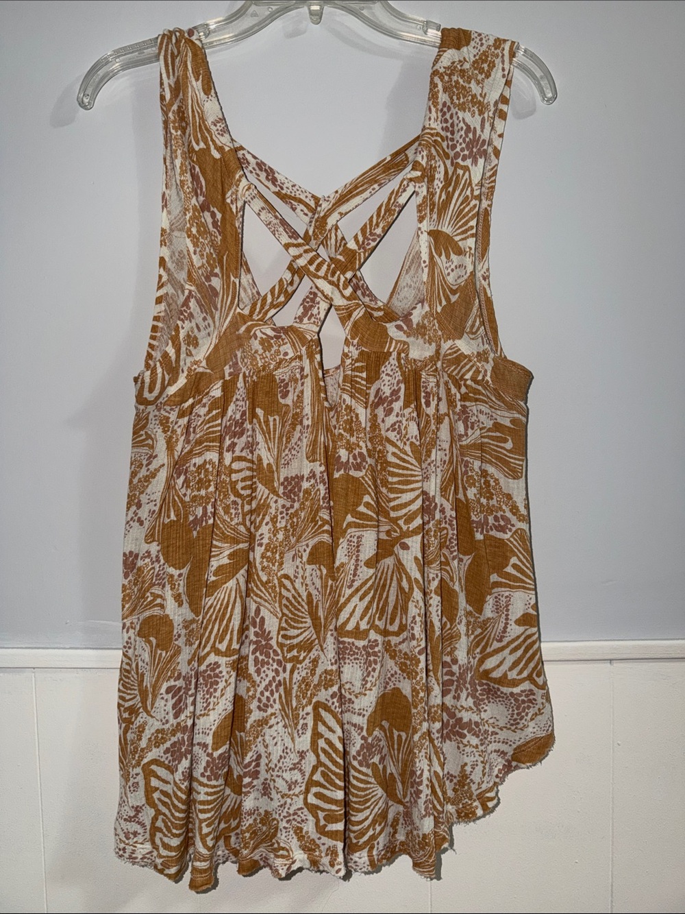 Free People Sugar Cane Criss Cross Swing Tank Top “Tea Combo” Colorway size Lg